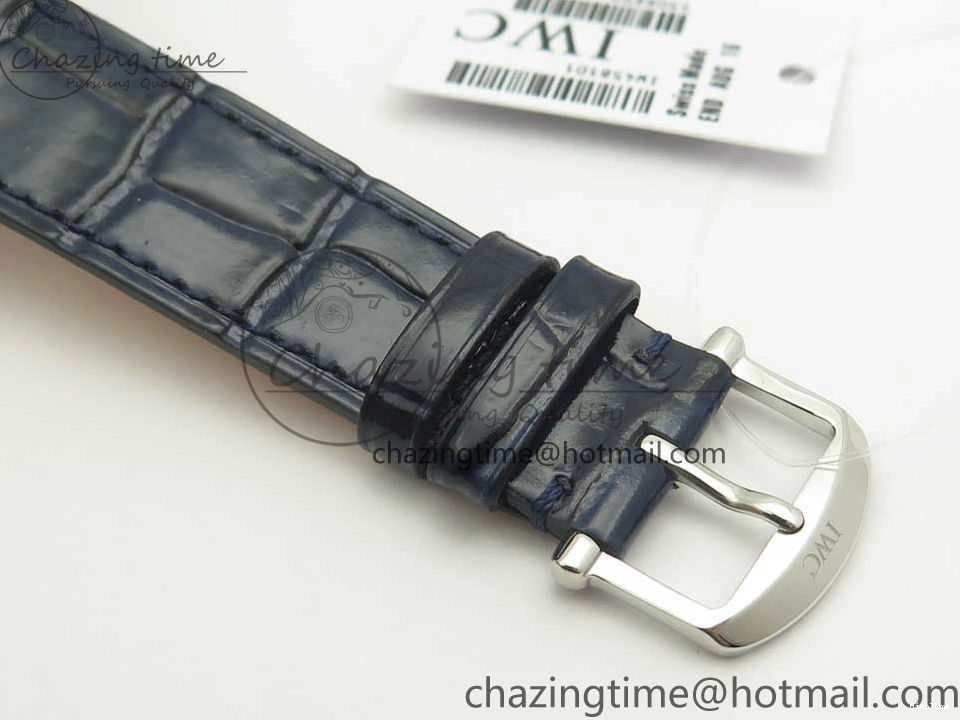 MIROTIME 0102 Portofino IW458101 SS MK 1:1 Best Edition Blue Dial On Blue Leather Strap MIYOTA MoistureWicking 7168